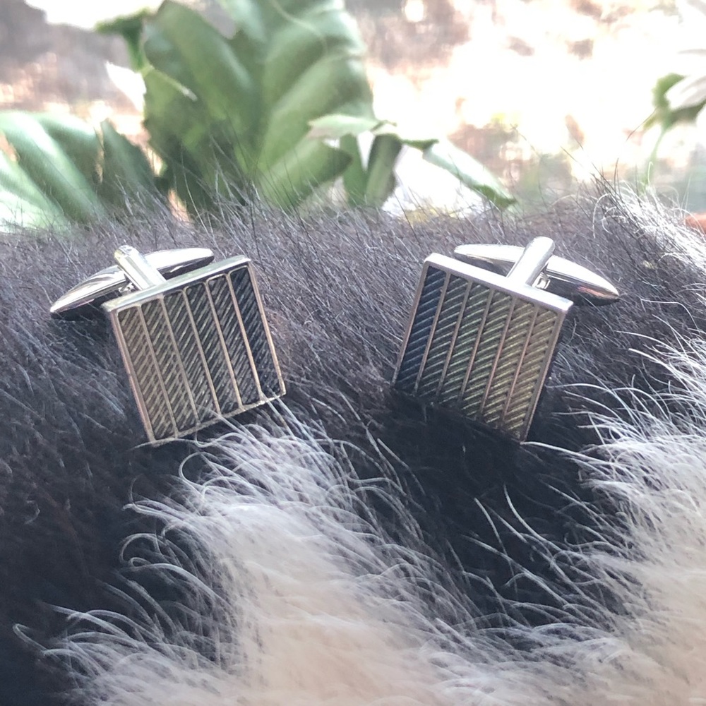 Marks & Spencer blue ombré mix silver cuff links NIB